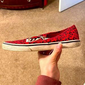 Van’s Women’s Size 5.5 Red Cheetah Print Shoes